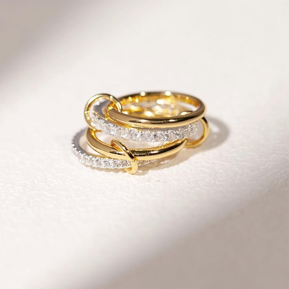 Stackable Rings for Women Non Tarnish 18K Gold Plated Interlocking Ring Stack Se - Picture 5 of 6